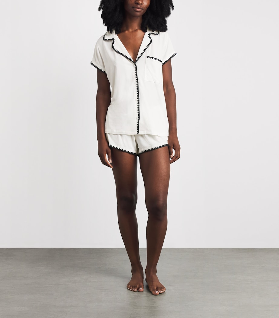 Eberjey Womens Frida Short Pyjama Set Ivory/navy Image 2
