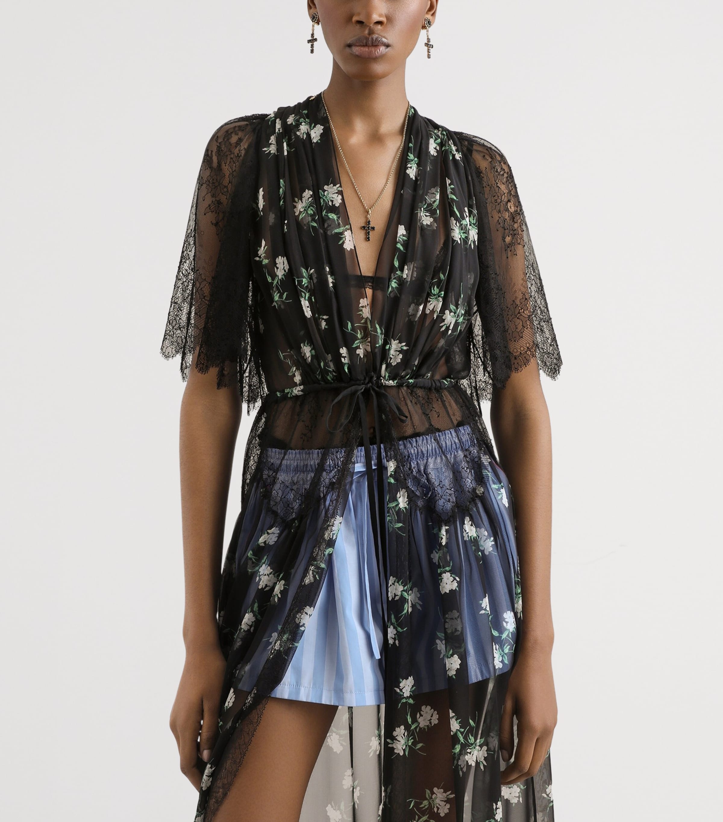 Dolce&Gabbana Womens Silk-Blend Floral Maxi Dress Viol Image 4