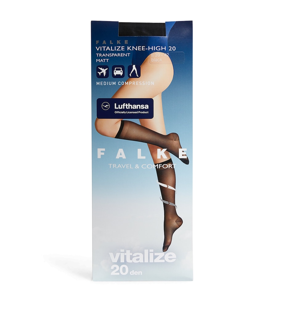 Falke Womens Vitalize 20 Knee-High Stockings Black Image 1