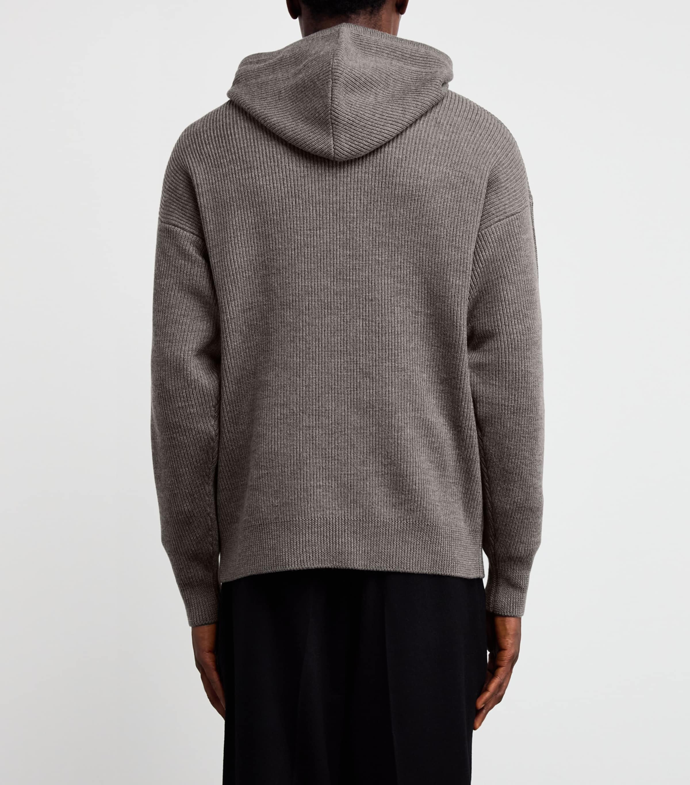 Barena Grey Virgin Wool Knitted Hoodie | Harrods US