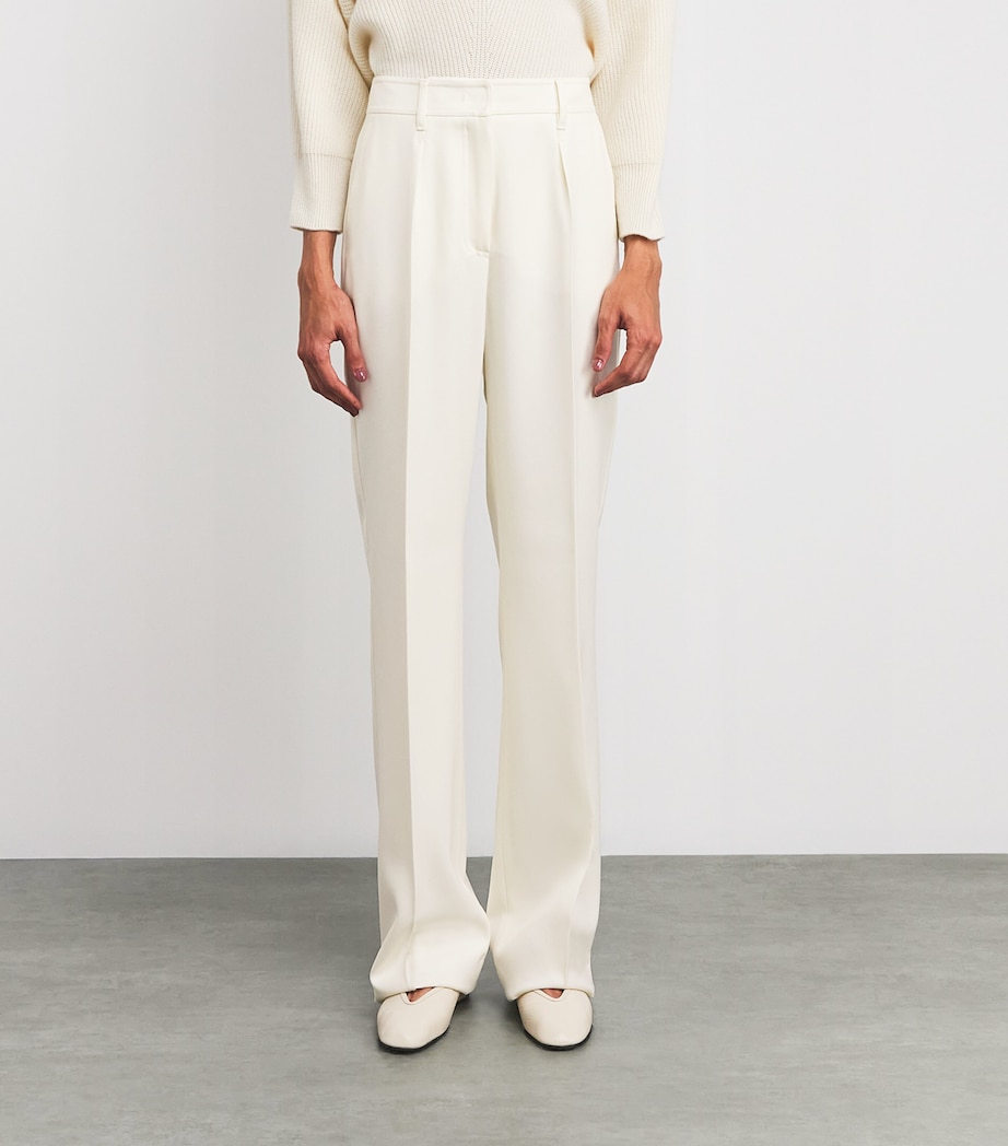 Virgin Wool Flared Trousers WHITE Image 3