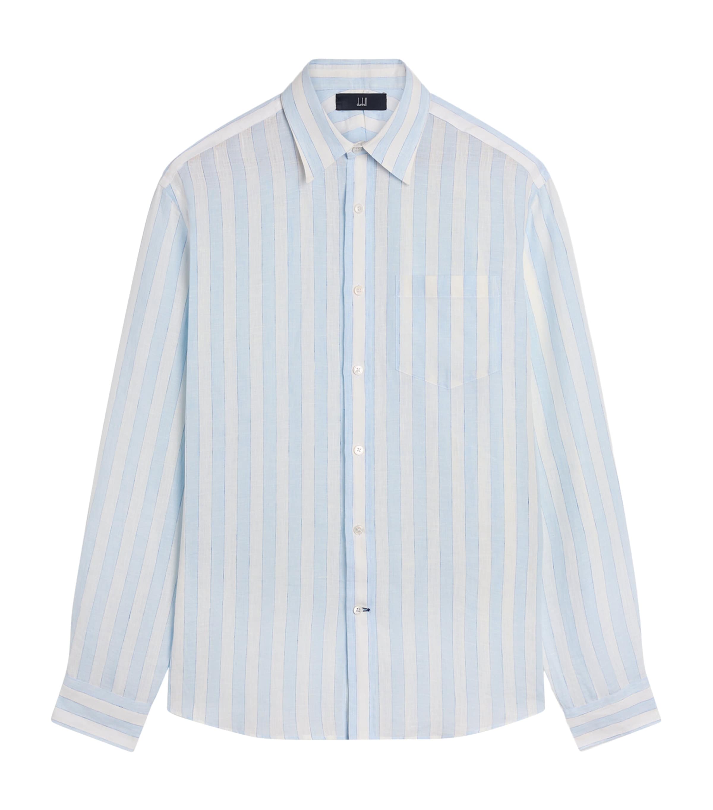 Dunhill Mens Linen Shirt Blue Image 1