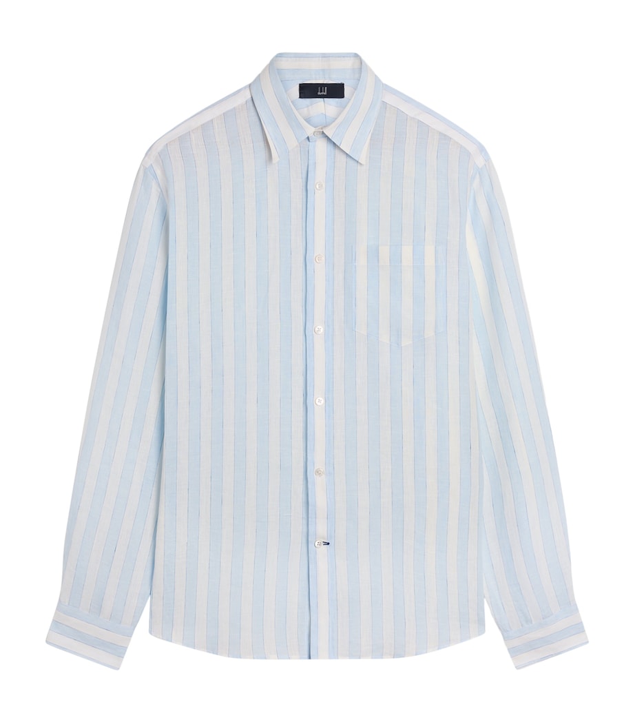 Dunhill Mens Linen Shirt Blue Image 1