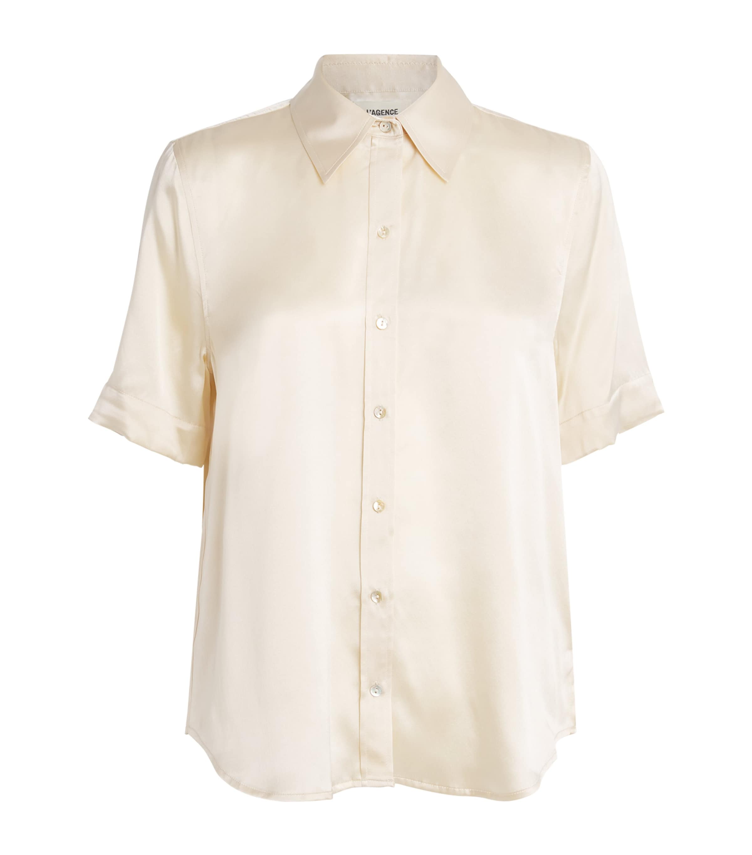L Agence Silk Short-sleeve Ellah Shirt
