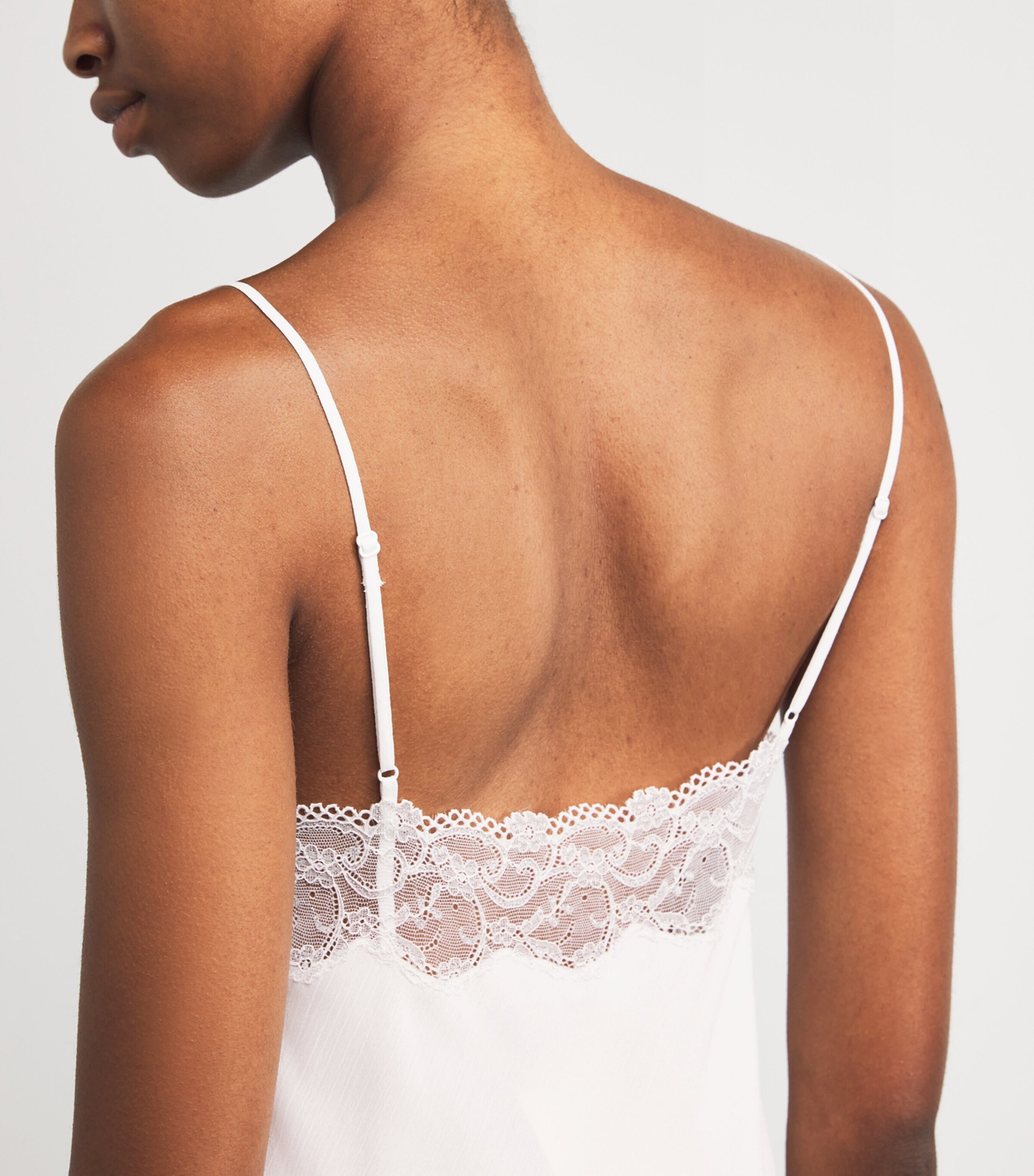 Silk Chiffon Lace-Trim Elora Nightdress OFF WHITE/SILVE Image 4