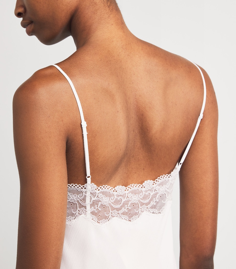 Silk Chiffon Lace-Trim Elora Nightdress OFF WHITE/SILVE Image 4