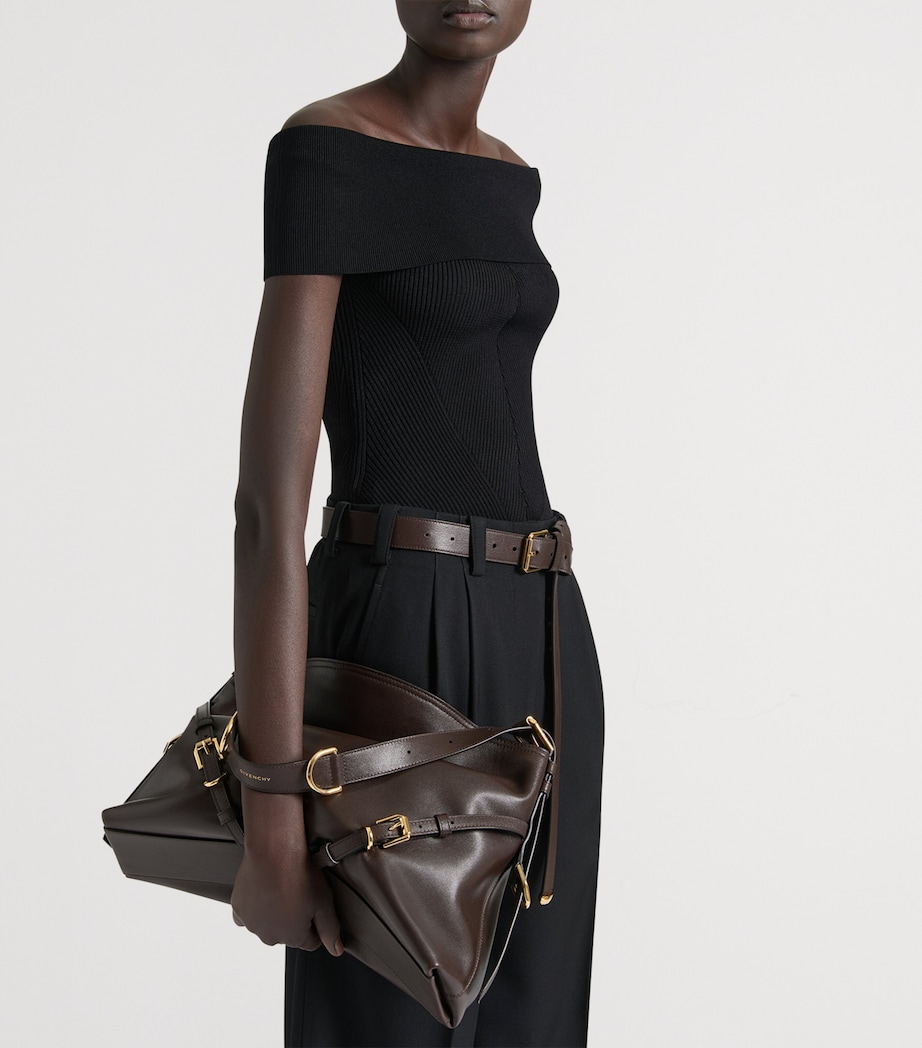 Medium Leather Voyou Top-Handle Bag CHOCOLATE Image 2