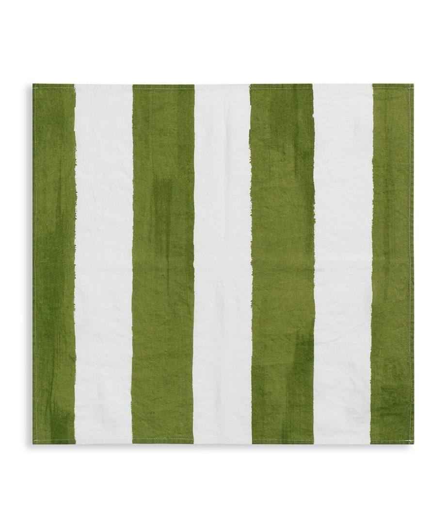Summerill & Bishop Linen Stripe Napkin (50cm x 50cm) Green Image 1