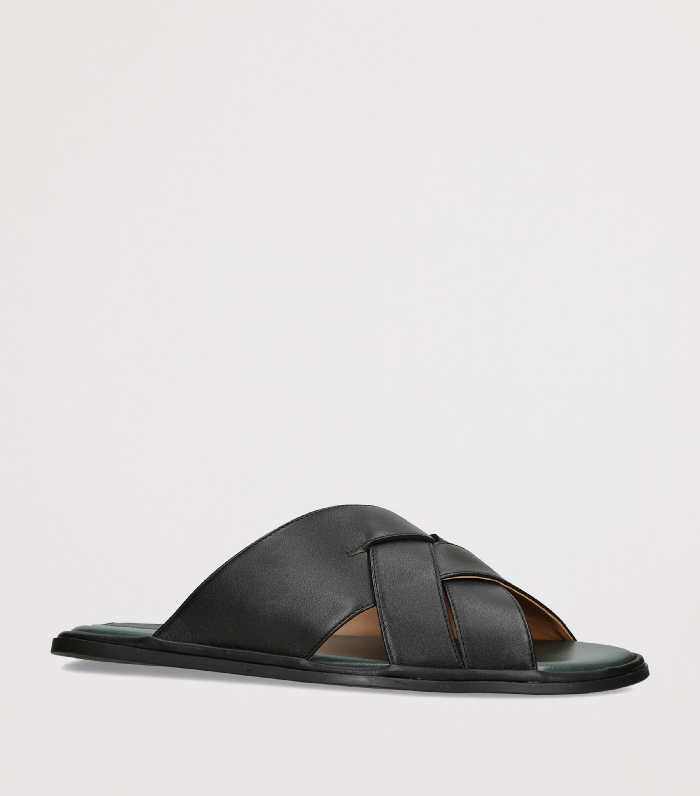 Brotini Leather Cross-Strap Sandals Black Image 2