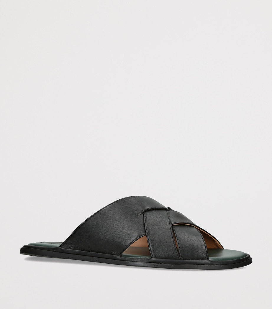 Brotini Leather Cross-Strap Sandals Black Image 2