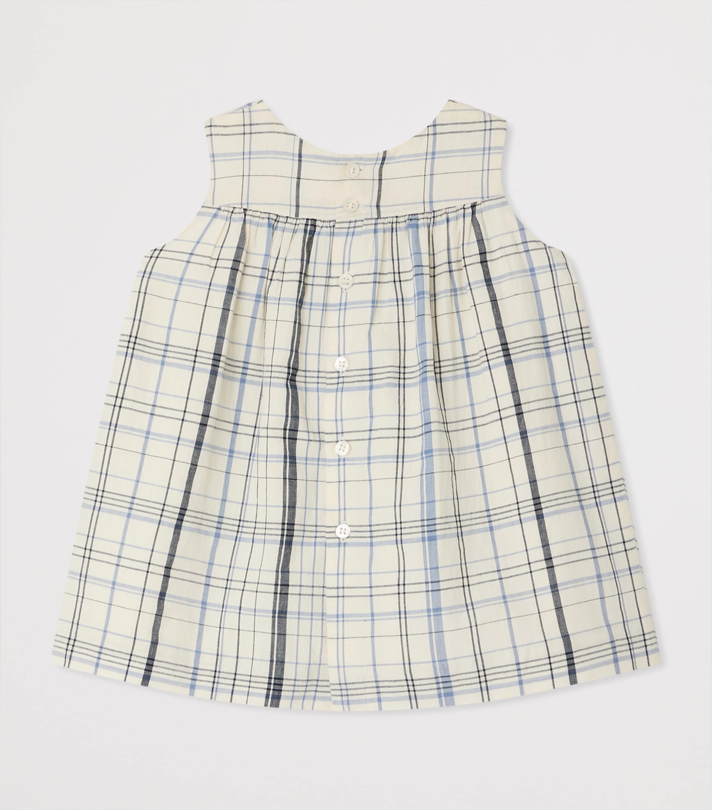 Bonpoint Cotton Check Print Sleeveless Dress (6-18 Months) Ca Bleu Image 2
