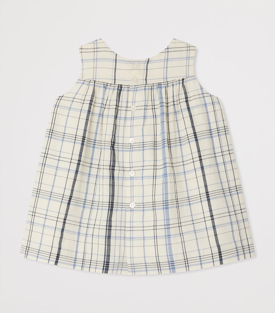 Bonpoint Cotton Check Print Sleeveless Dress (6-18 Months) Ca Bleu Image 2