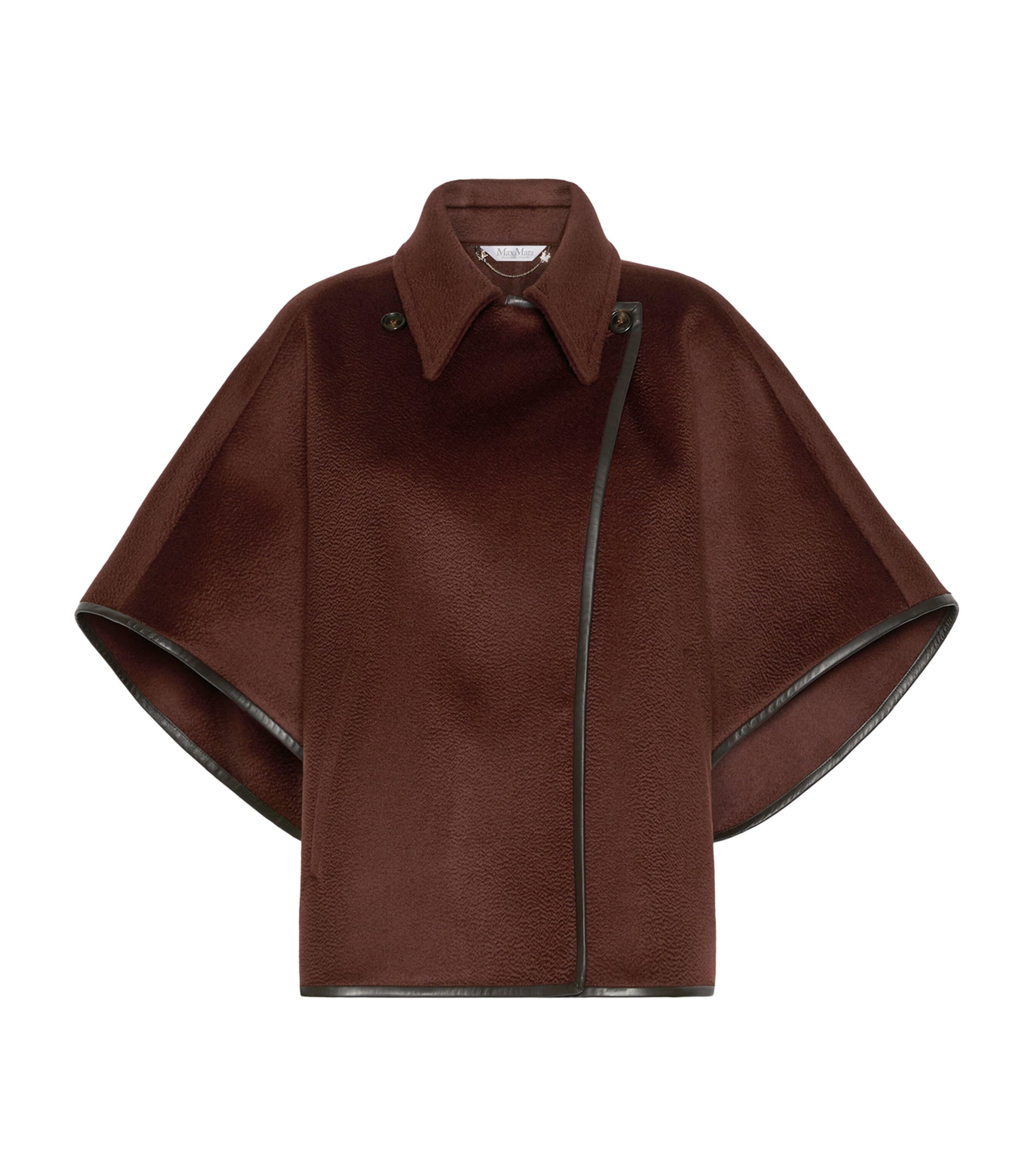 Max Mara Womens Cashmere Wrap-Front Cape Rust Image 1