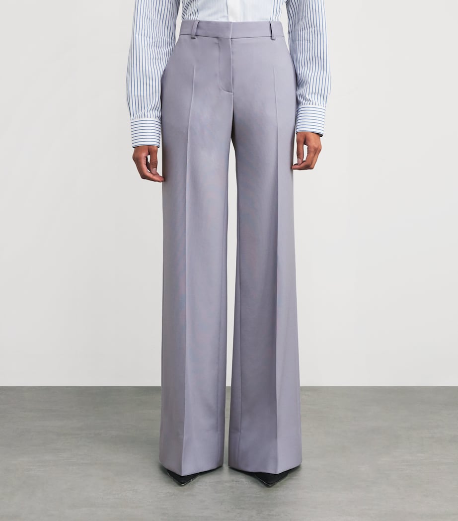 Wool Wide-Leg Tailored Trousers 4218 CLOUDY BLUE Image 3