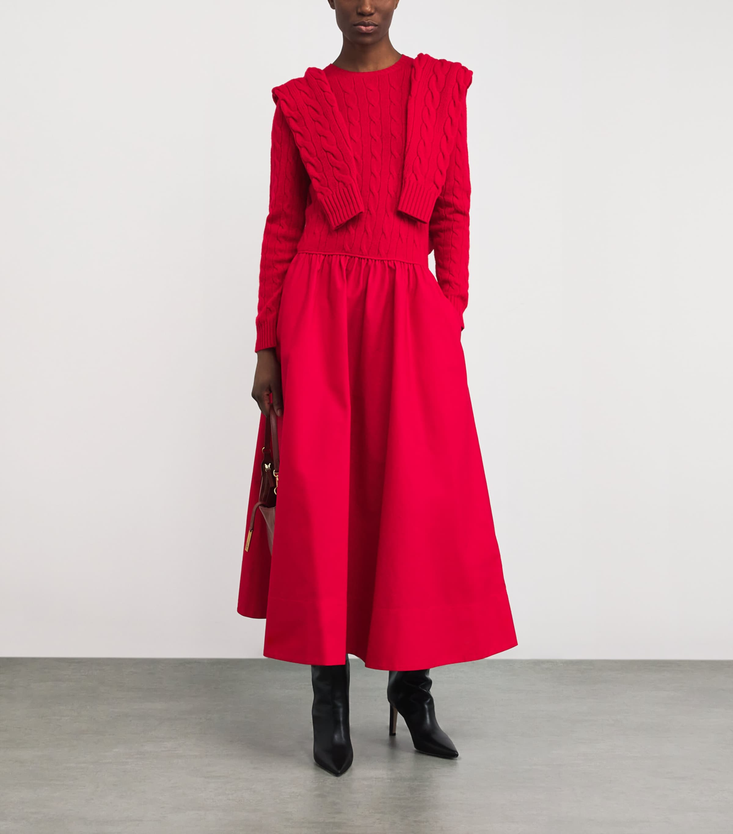 Cotton Cable-Knit Maxi Dress RL2000 RED Image 2