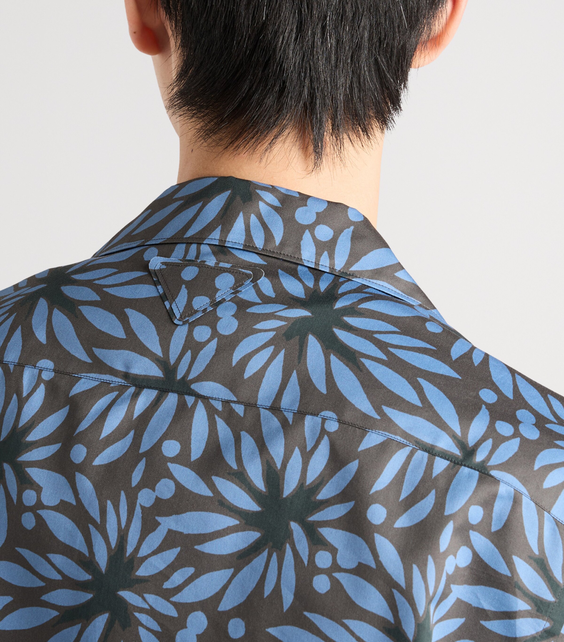 Prada Mens Cotton-Silk Bowling Shirt Grey Image 5