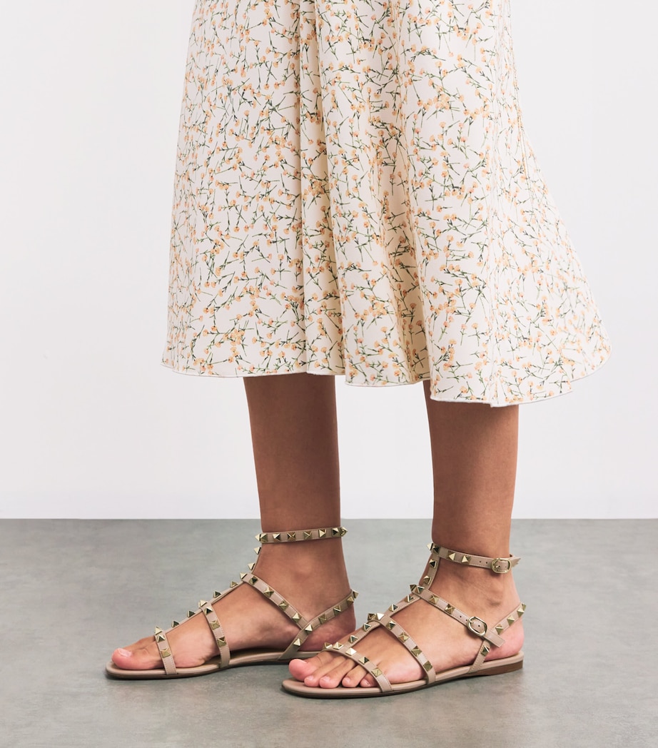 Leather Rockstud Gladiator Sandals PALE PINK Image 2