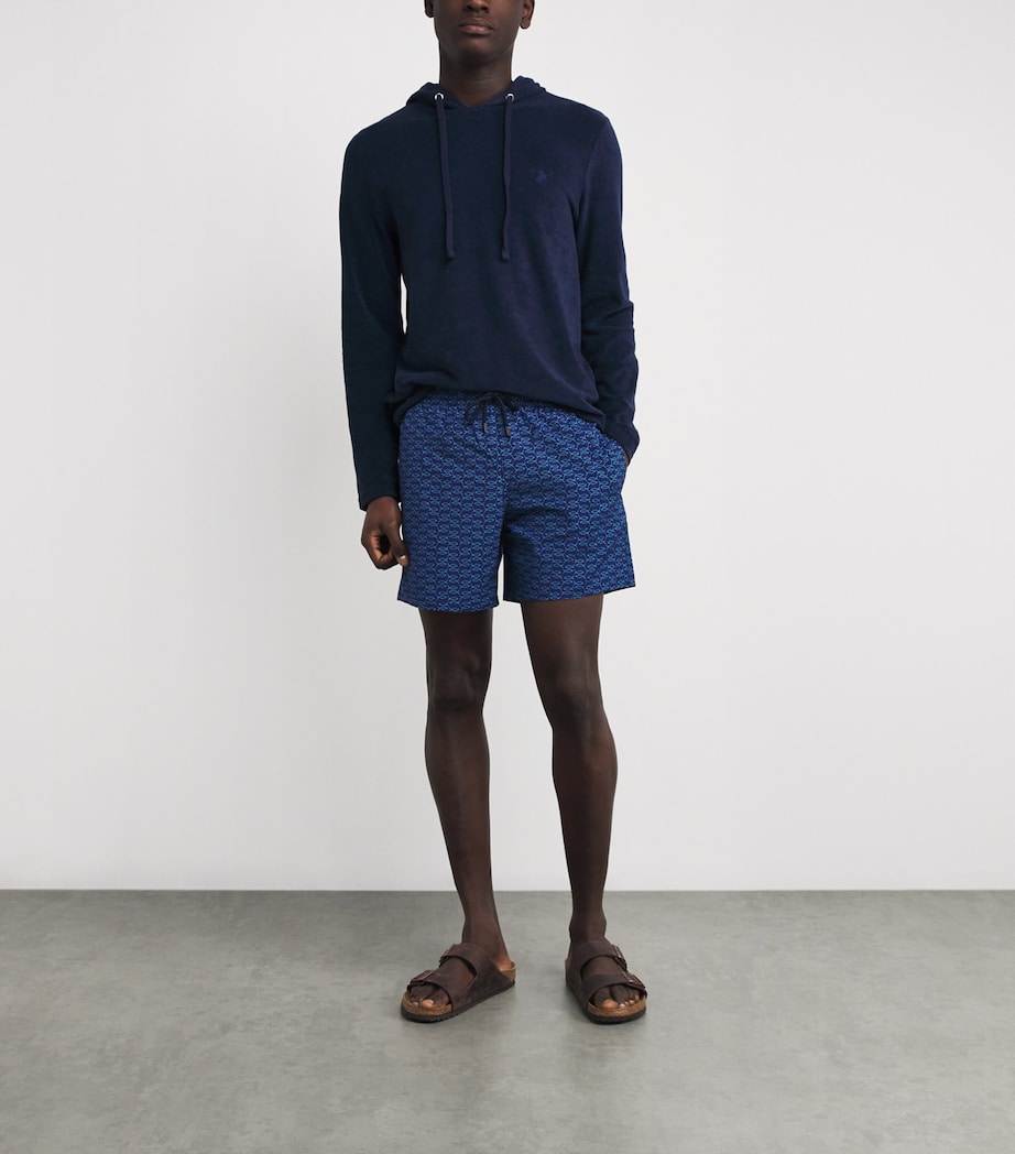 Merino Wool Printed Moopea Swim Shorts 390-BLEU MARINE Image 2