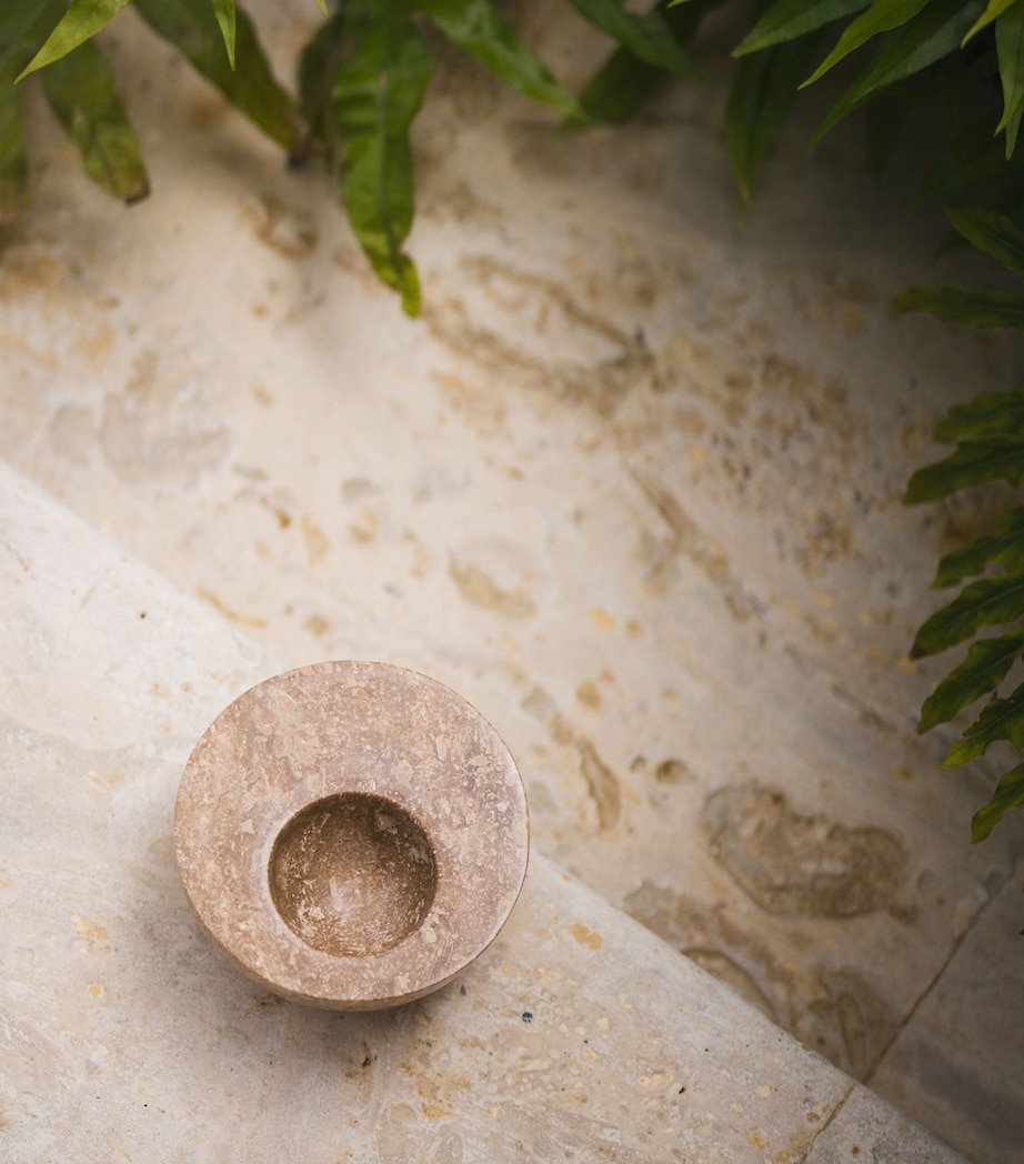 Marchanta Marchanta 01 Mini Dark Travertine Candle Holder (18cm) Sand Image 3
