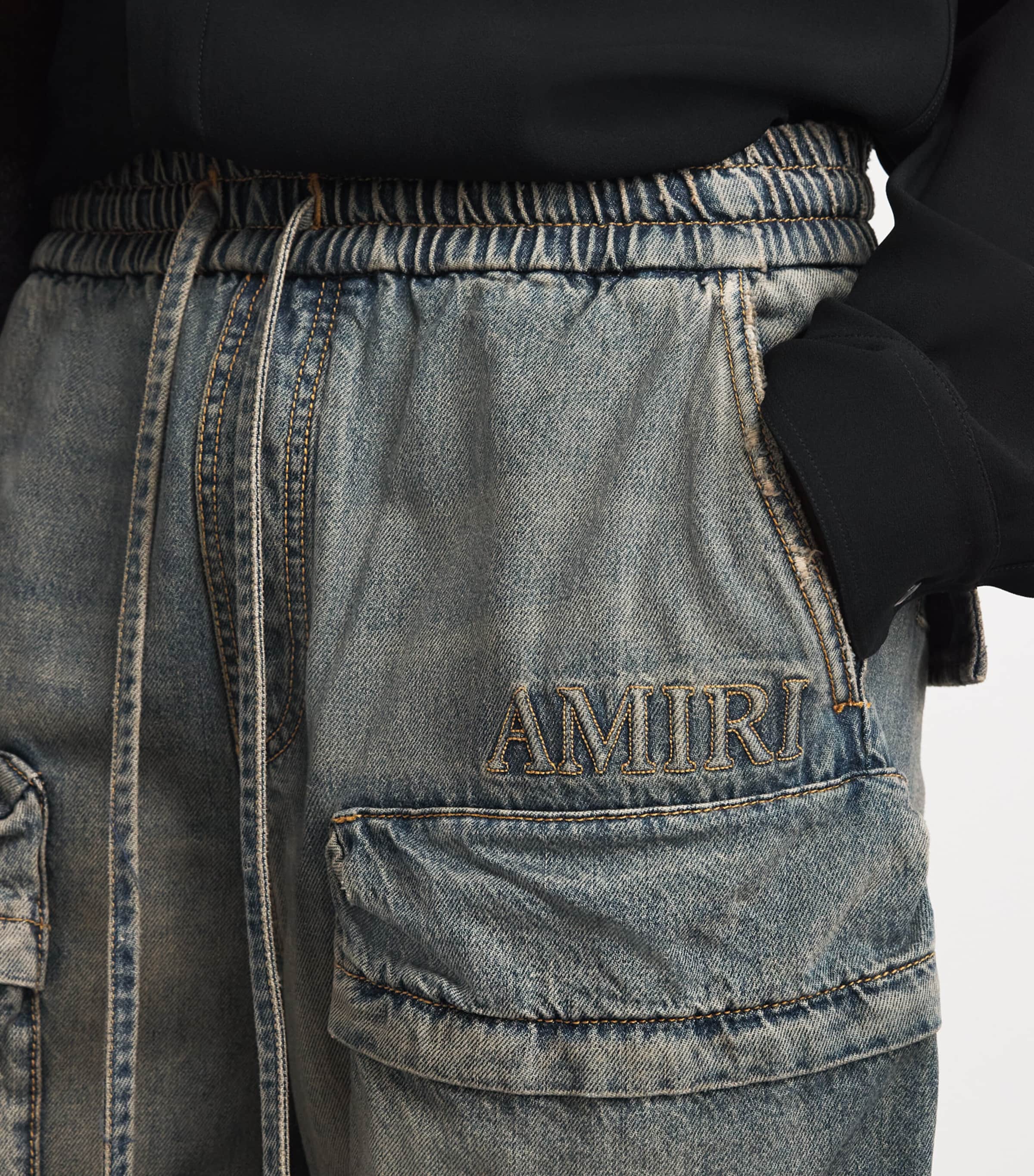 AMIRI Mens Cargo Wide-Leg Jeans Mirage Image 3