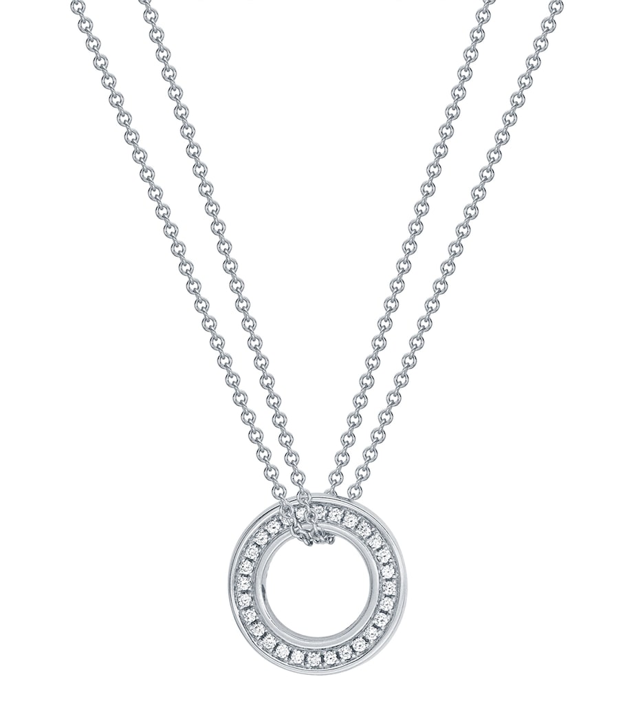 White Gold and Diamond Roulette Pendant Necklace SILVER Image 1