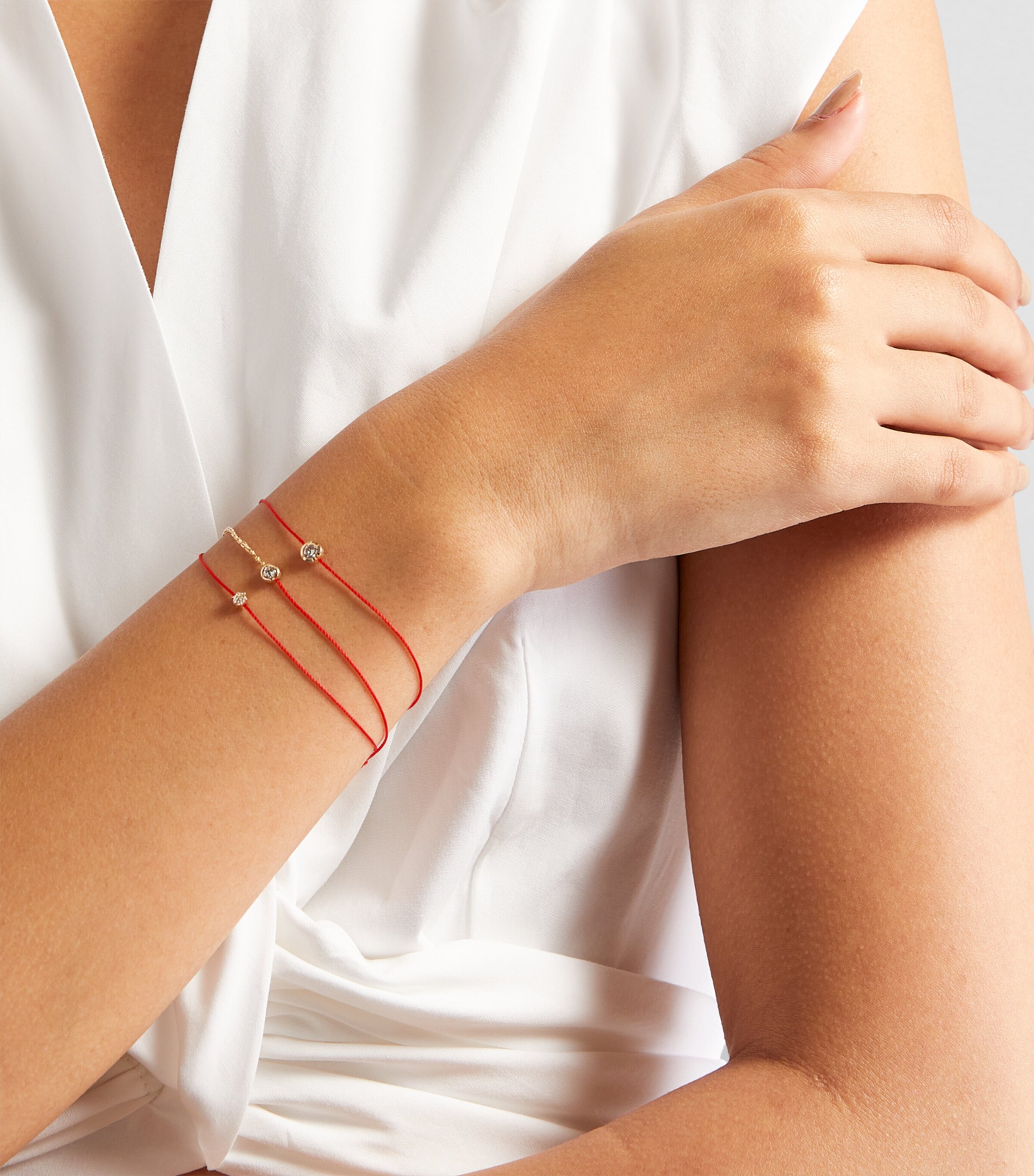 Rose Gold and Diamond Absolu Thread Bracelet RED Image 5