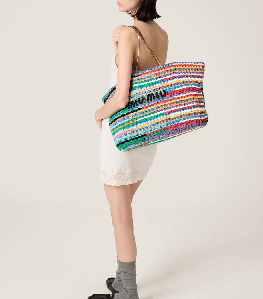 Miu Miu Crochet Logo Tote Bag Image 2