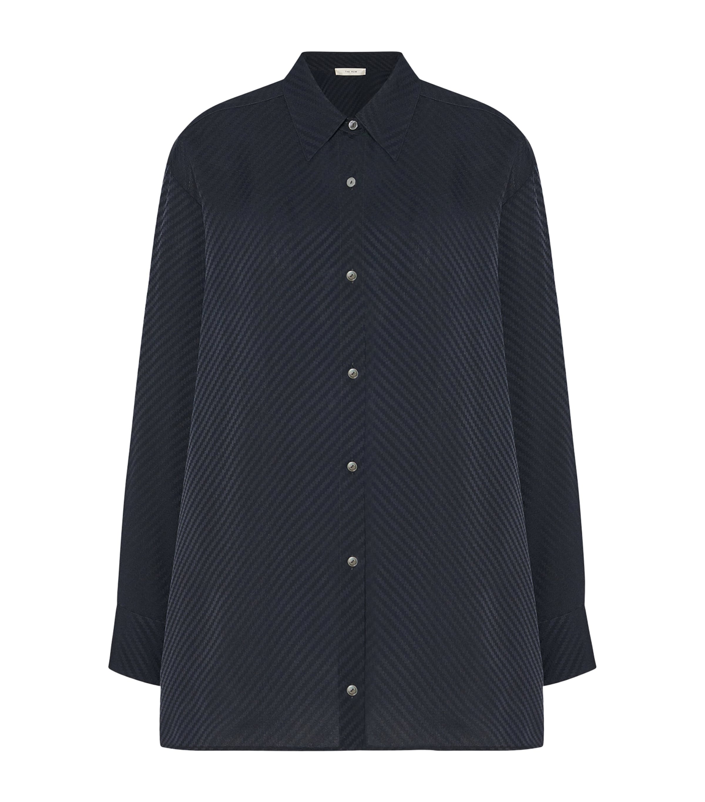 The Row Takara Silk Jacquard Shirt In Blue