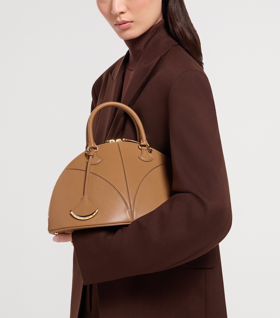 Medium Leather Marquise Top-Handle Bag BROWN Image 5