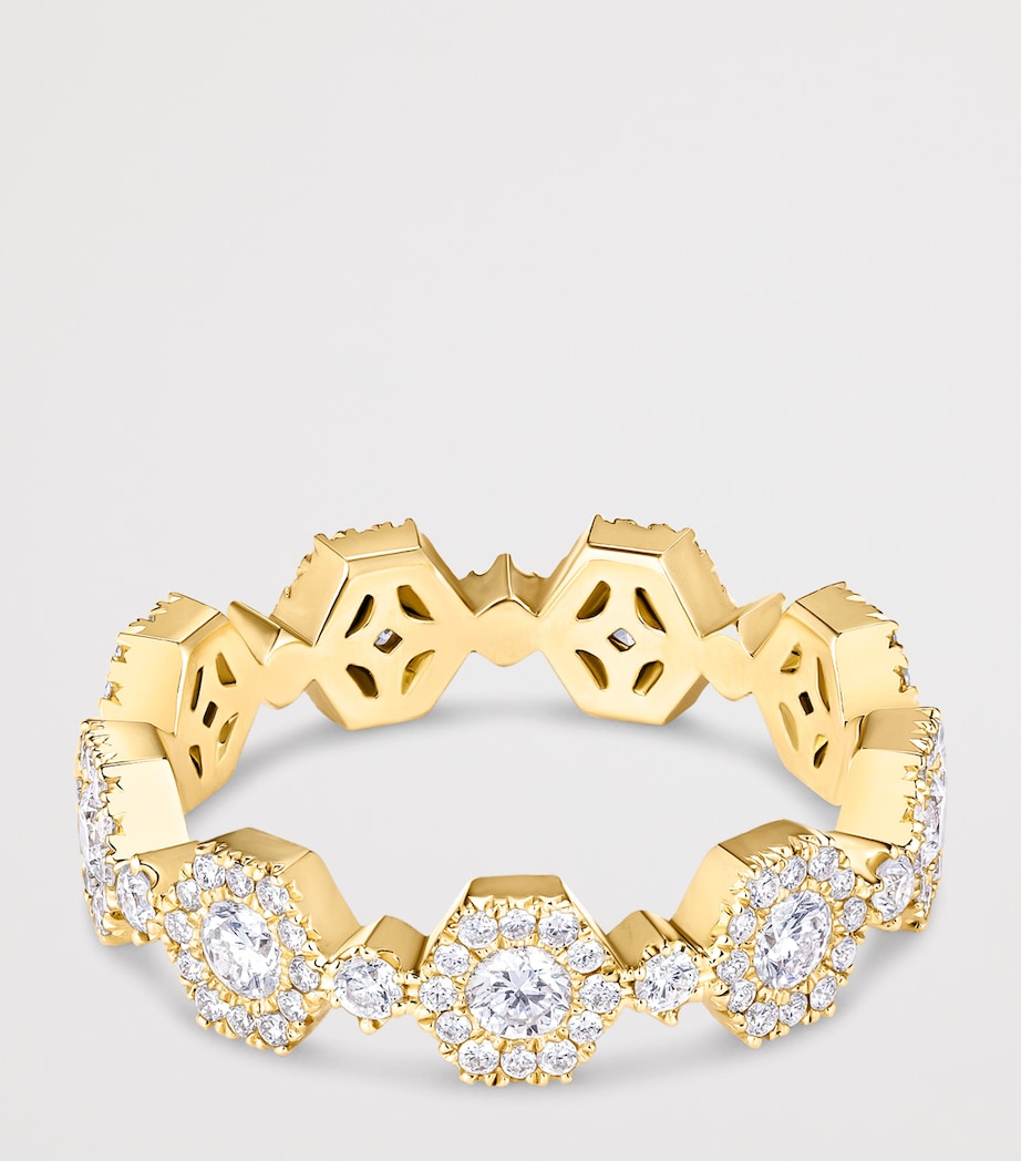 David Morris Yellow Gold and Diamond Triolette Hexagon Ring Clear Image 3