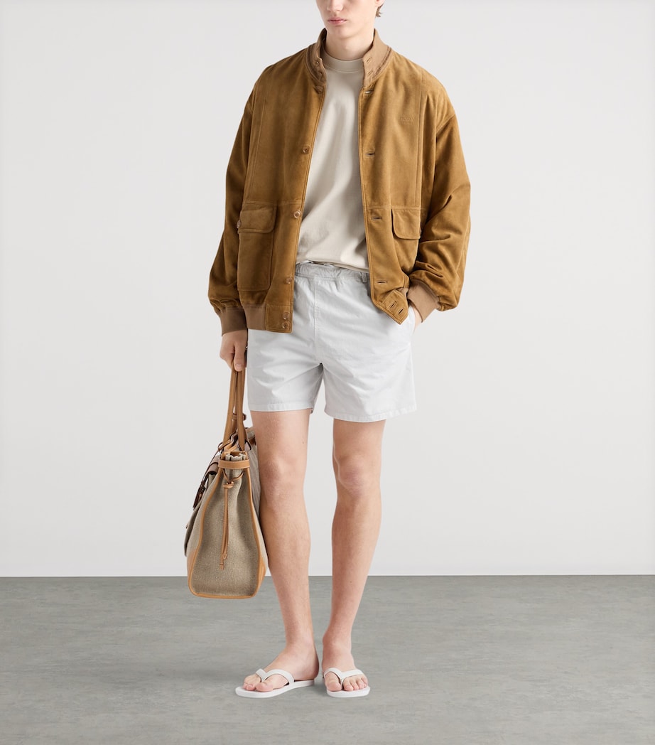 Prada Mens Cotton Twill Swim Shorts Neutral Image 2