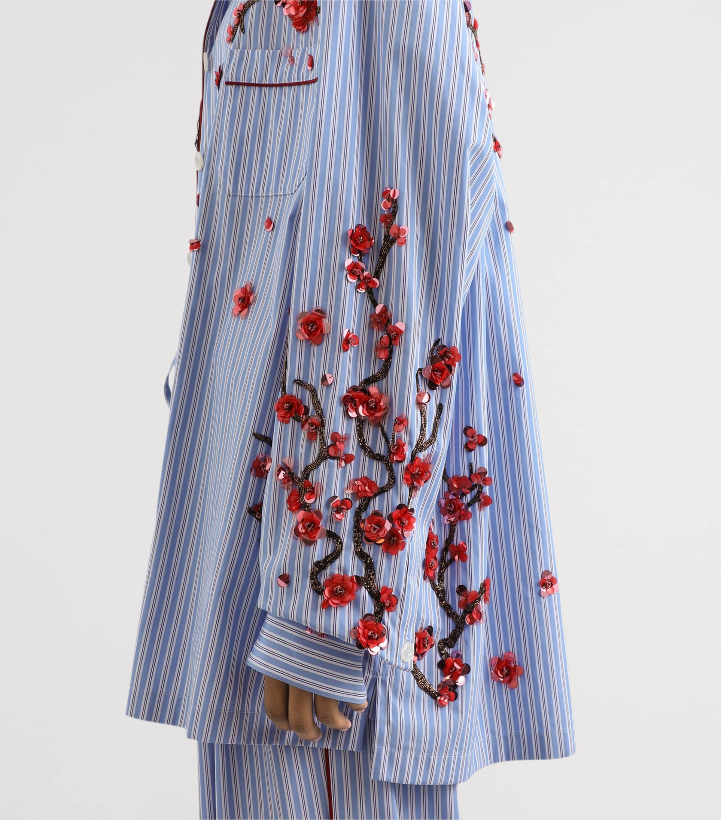 Dolce&Gabbana Womens Cotton-Silk Stripe Embellished Shirt Embr Image 6