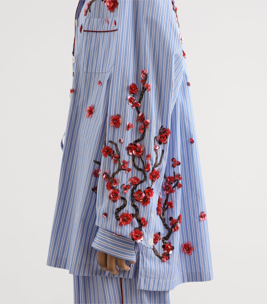 Dolce&Gabbana Womens Cotton-Silk Stripe Embellished Shirt Embr Image 6