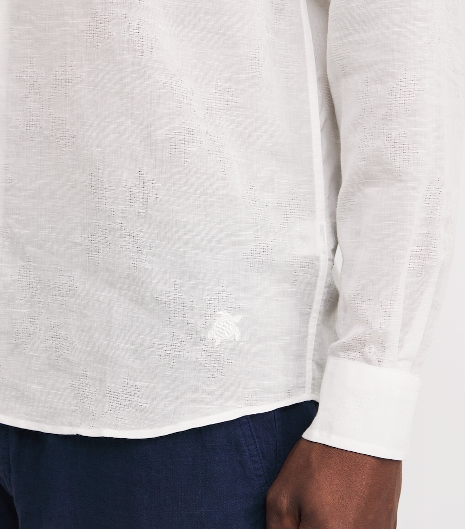 Cotton-Linen Embroidered Caroubis Shirt 010-WHITE Image 5