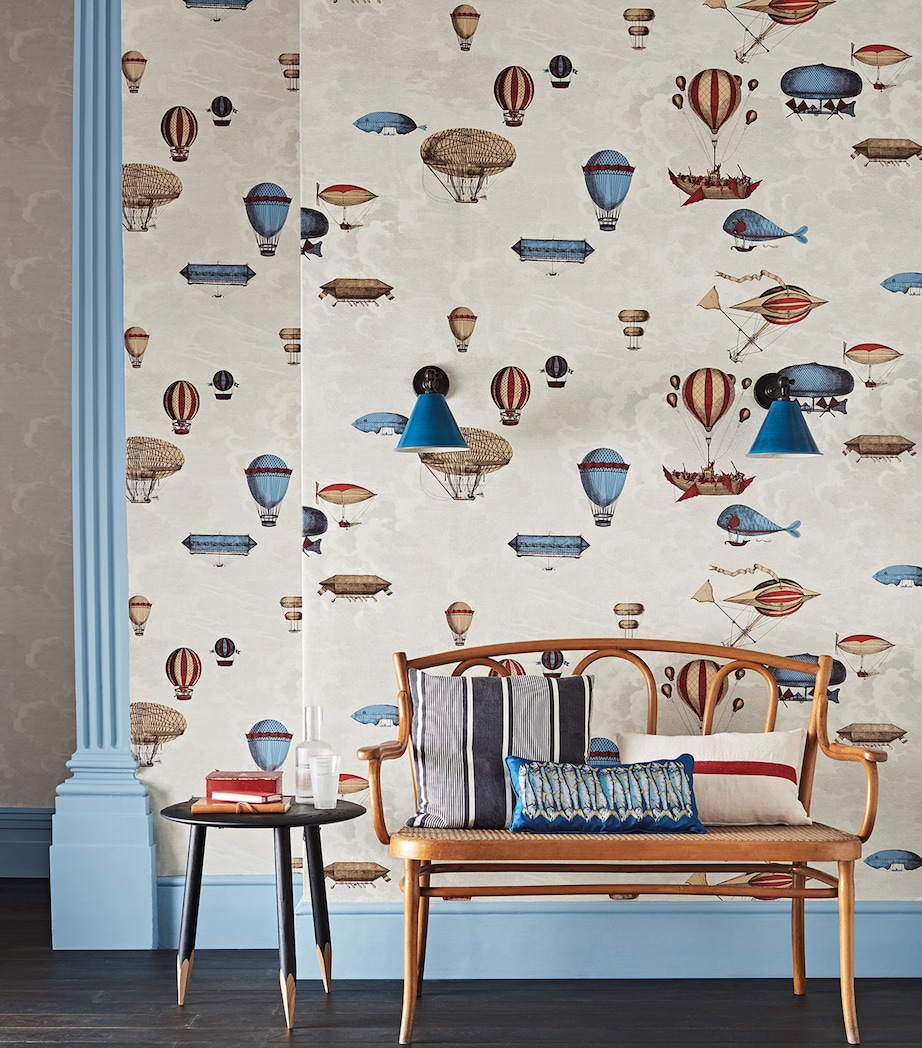 x Fornasetti Set of 2 Macchine Volanti Wallpaper Rolls STONE, ROUGE & BLUE Image 4