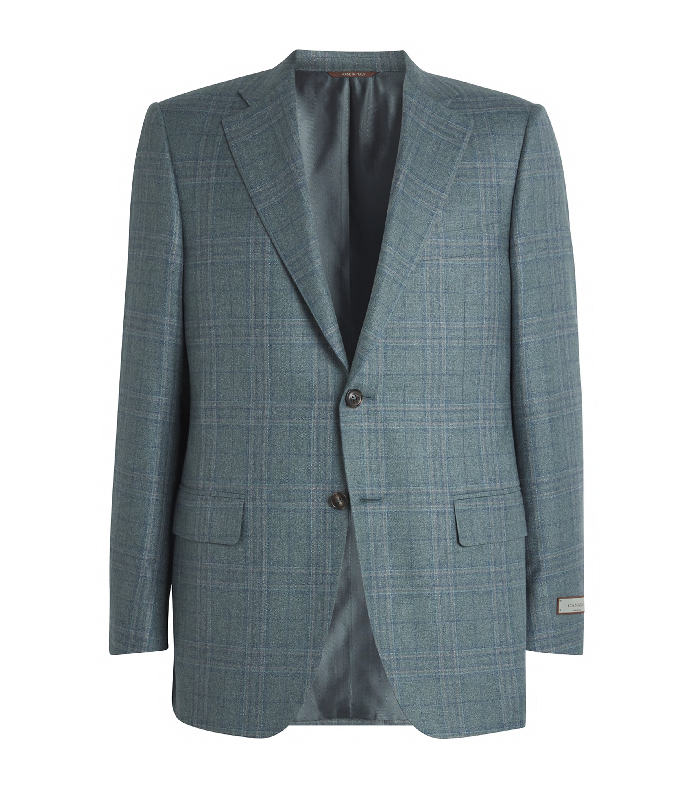 Canali Mens Silk-Cashmere Chequered Blazer Image 1