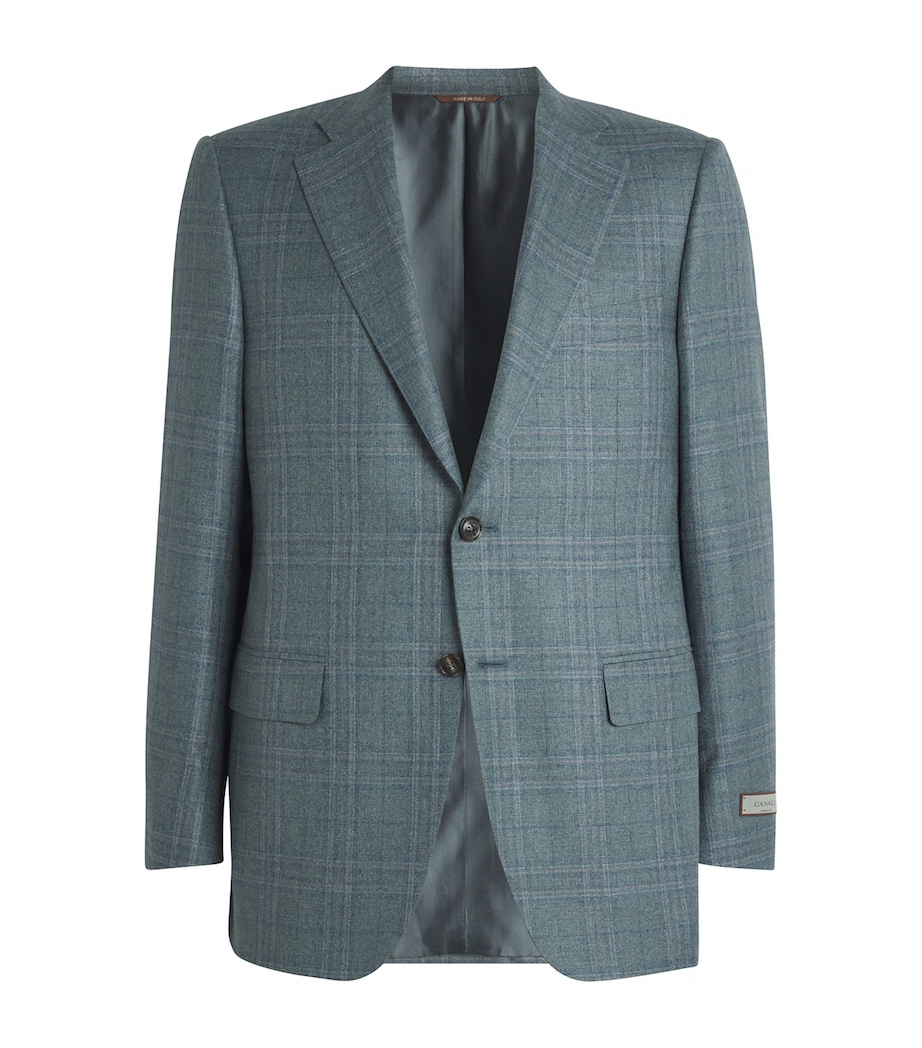 Canali Mens Silk-Cashmere Chequered Blazer Image 1