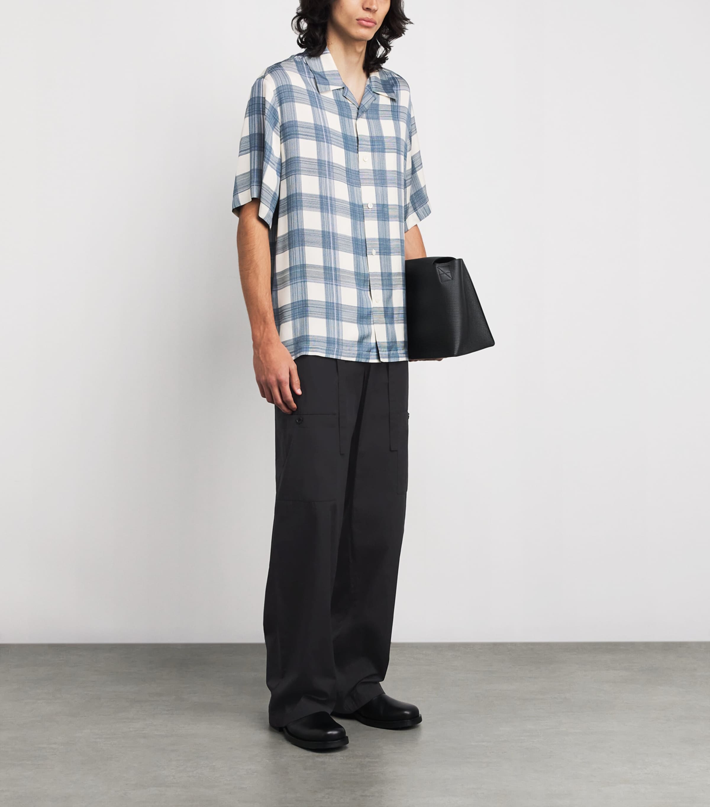 Cotton Cargo Trousers 001 BLACK Image 2