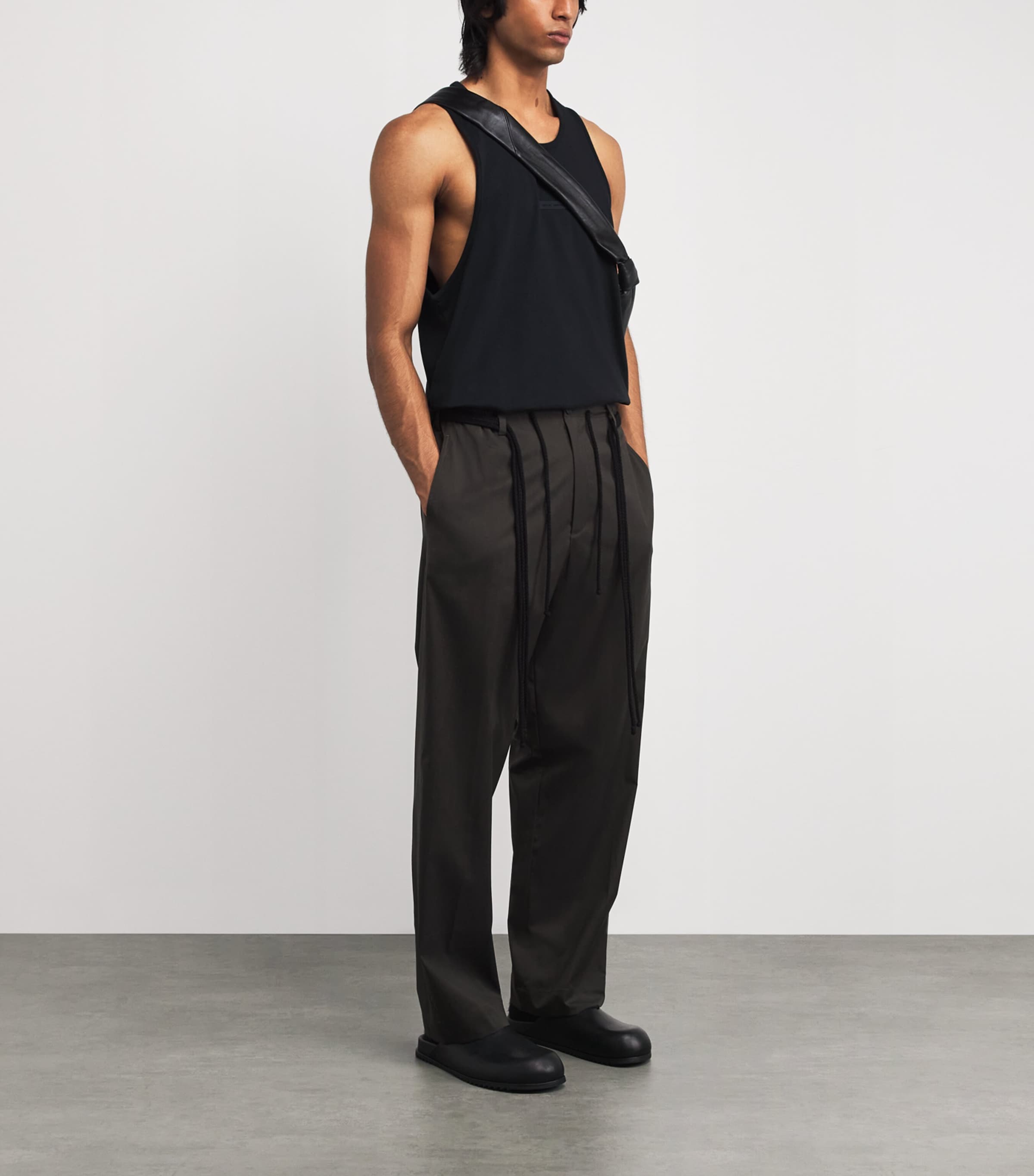 Cotton Oversized Logo Tank Top JET BLACK Image 2