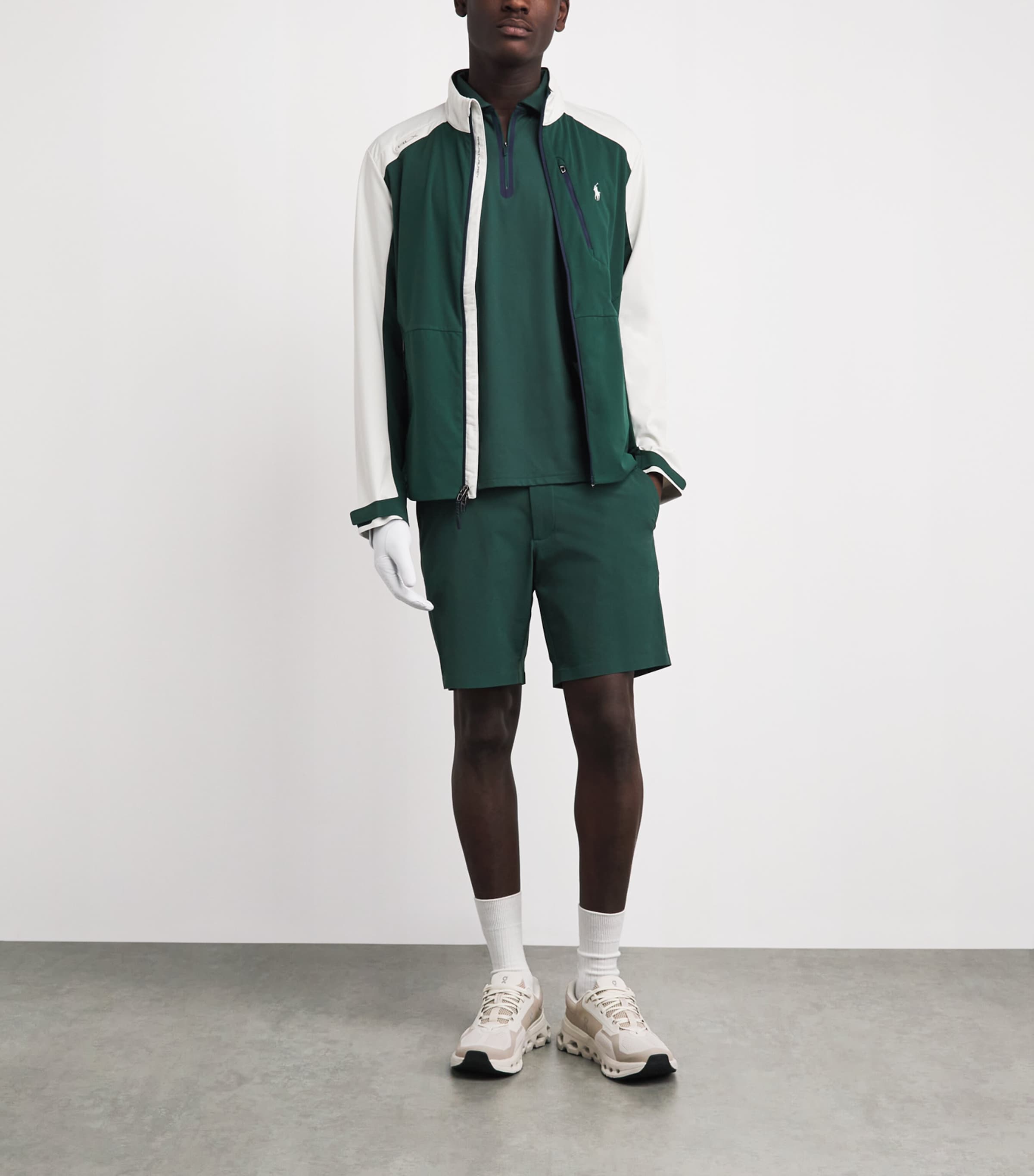 RLX Ralph Lauren Mens Colour-Block Packable Jacket Moss Agate/stn Pbble Image 2