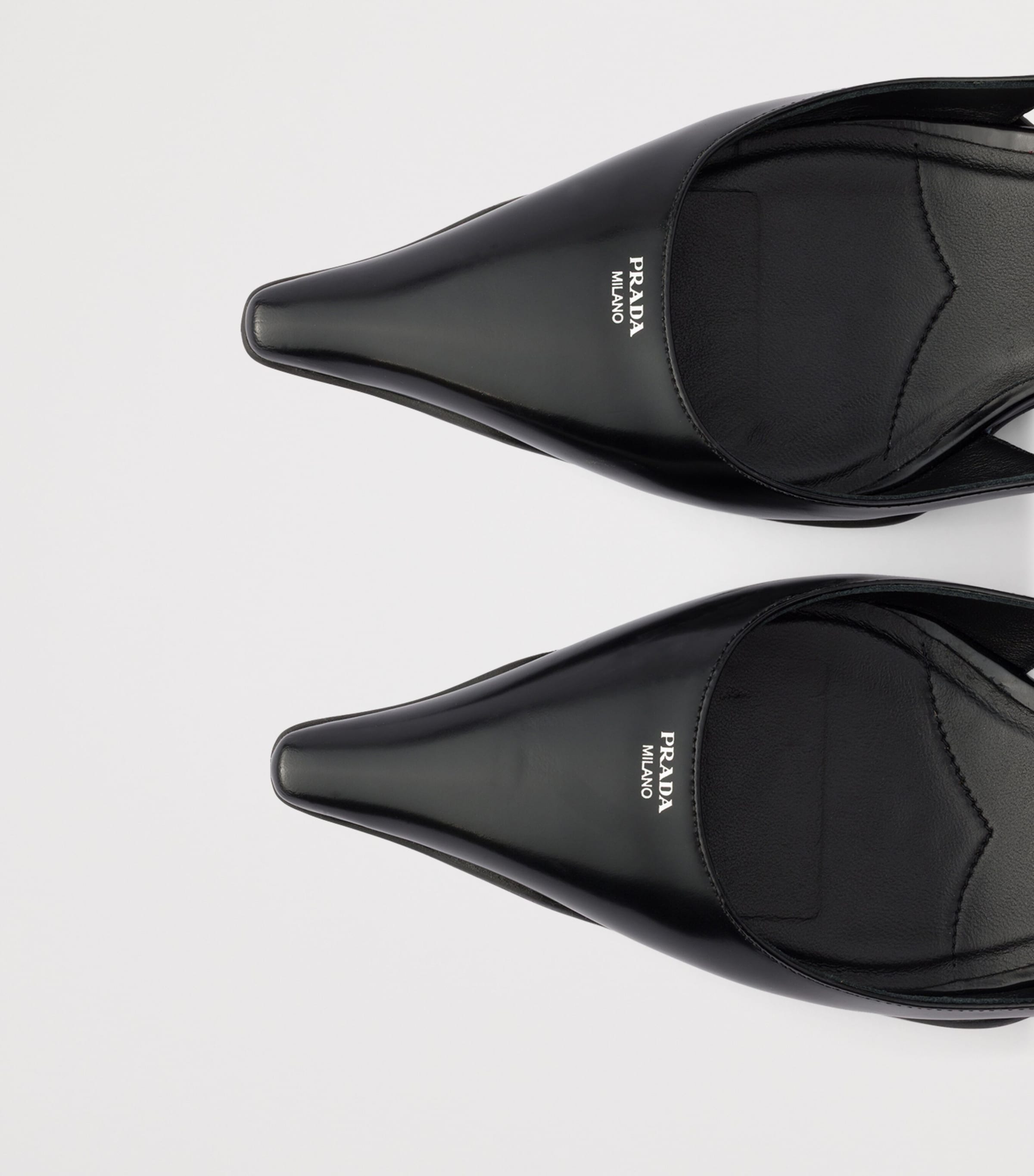 Prada Brushed Leather Slingback Pumps 55 Black Image 5