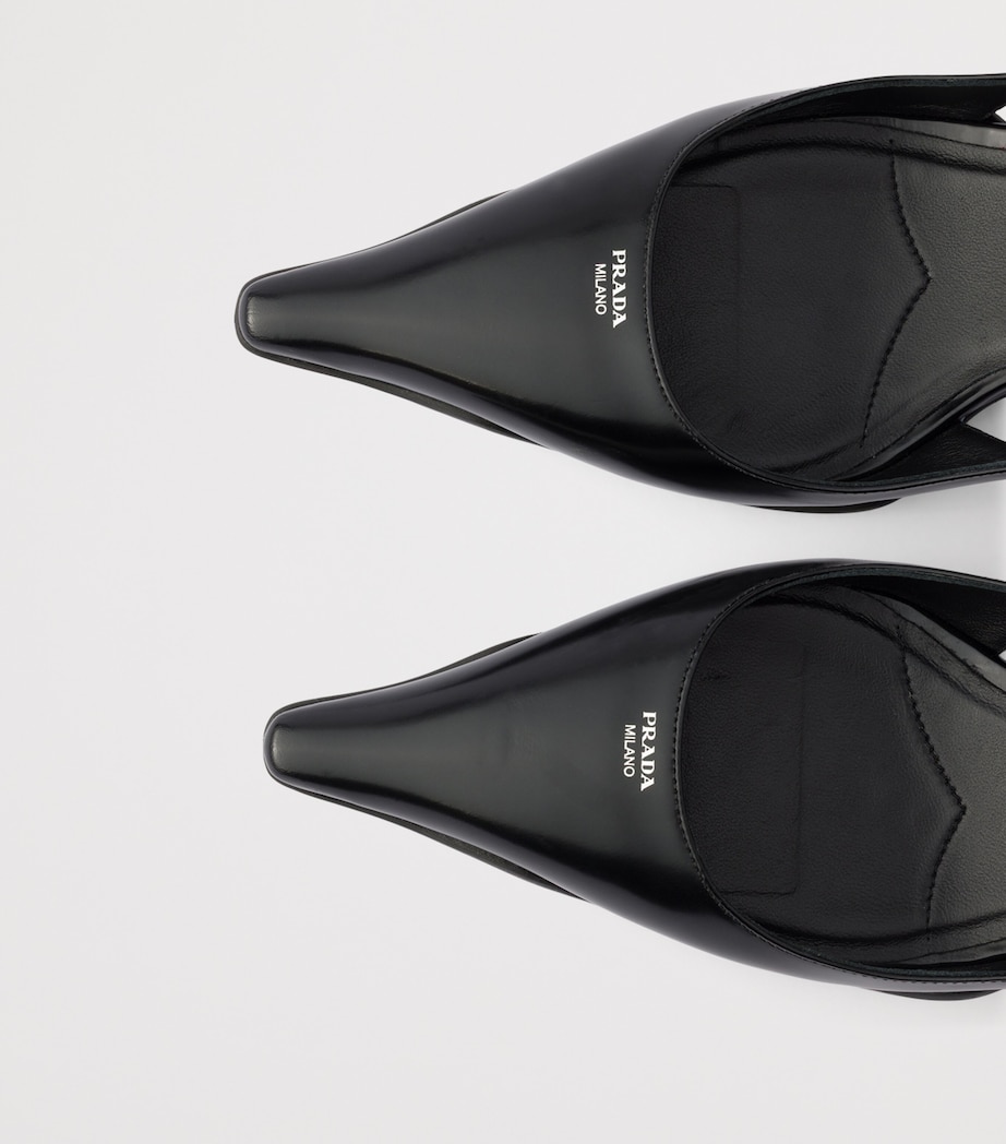 Prada Brushed Leather Slingback Pumps 55 Black Image 5
