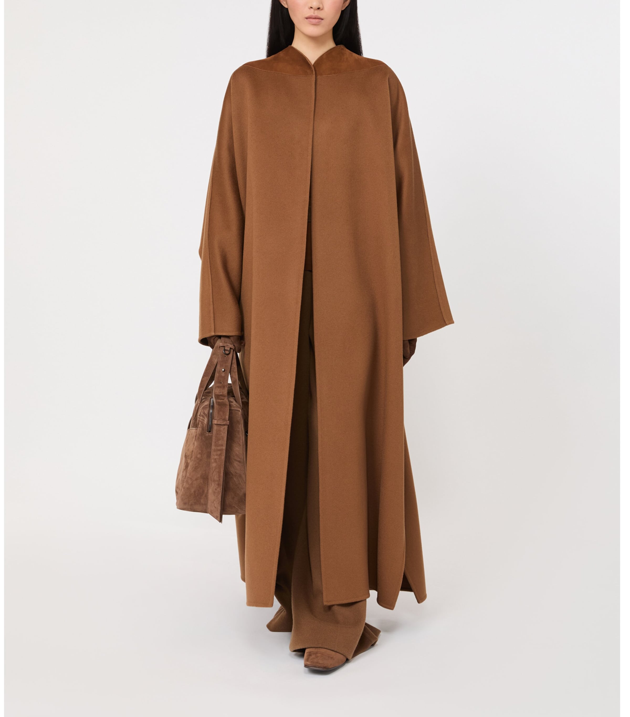 Max Mara Womens Cashmere Long Cape Coat Camel Image 4