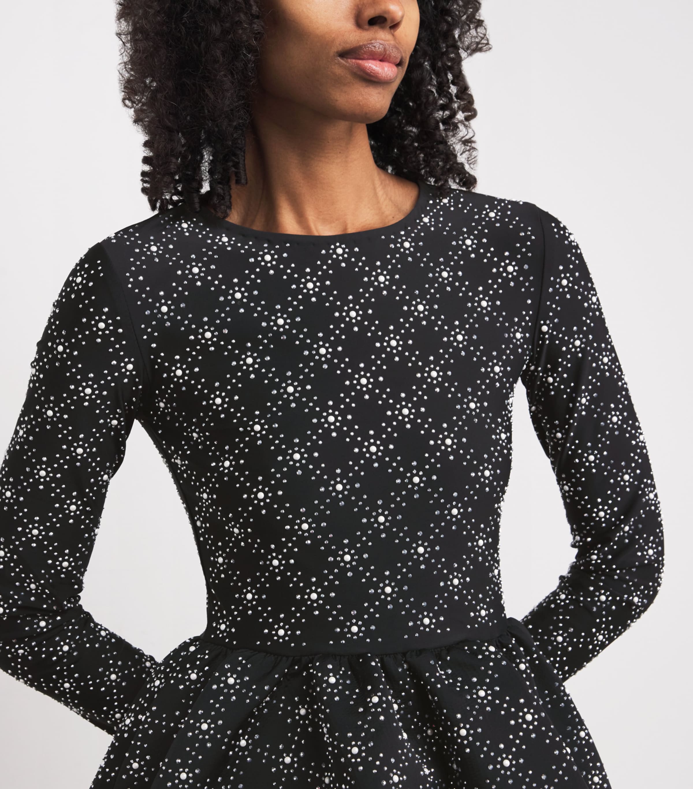 Embellished Mini Skater Dress BLACK Image 6