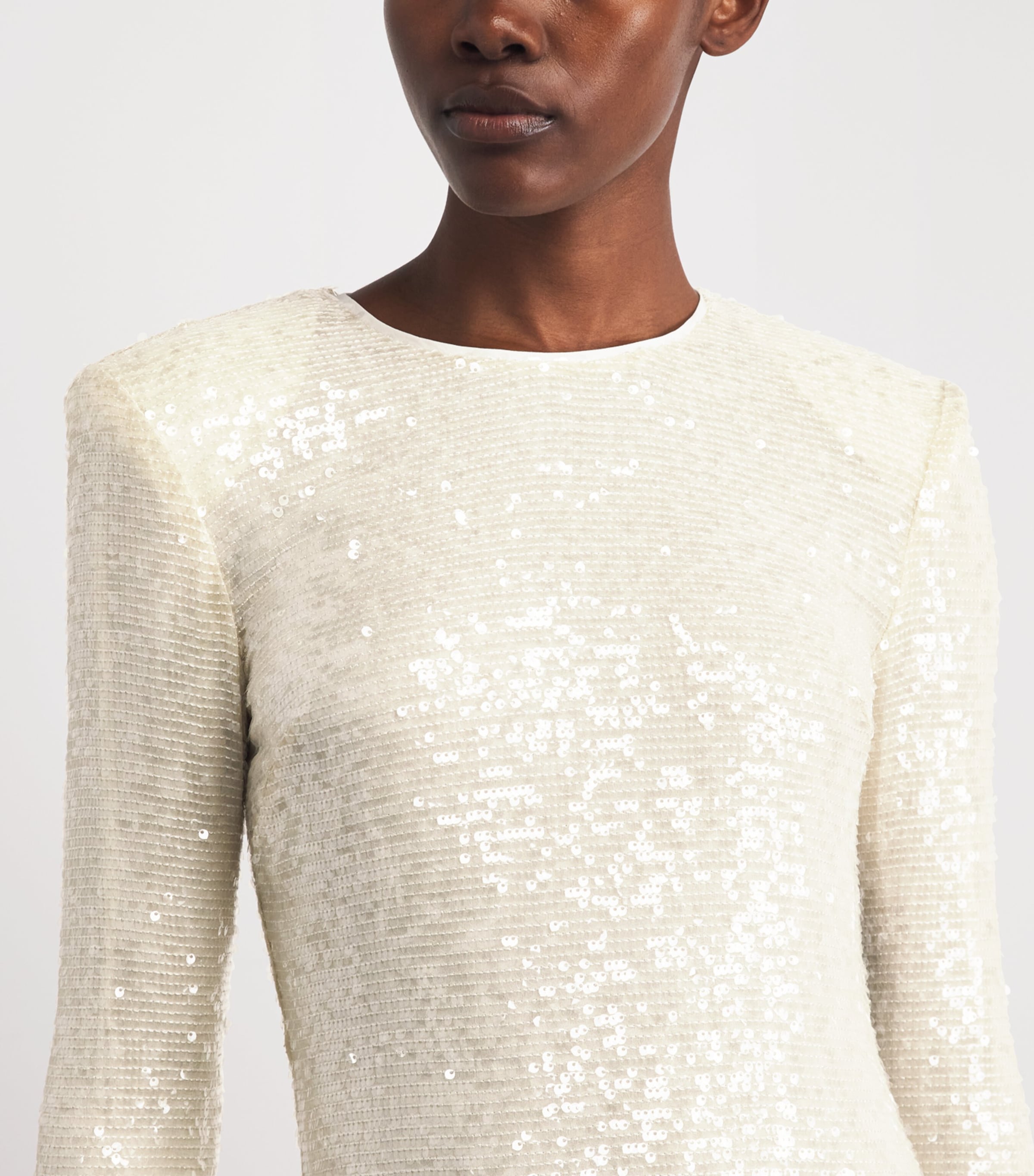LAPOINTE Womens Sequin Flared-Sleeve Maxi Dress Cream Image 5