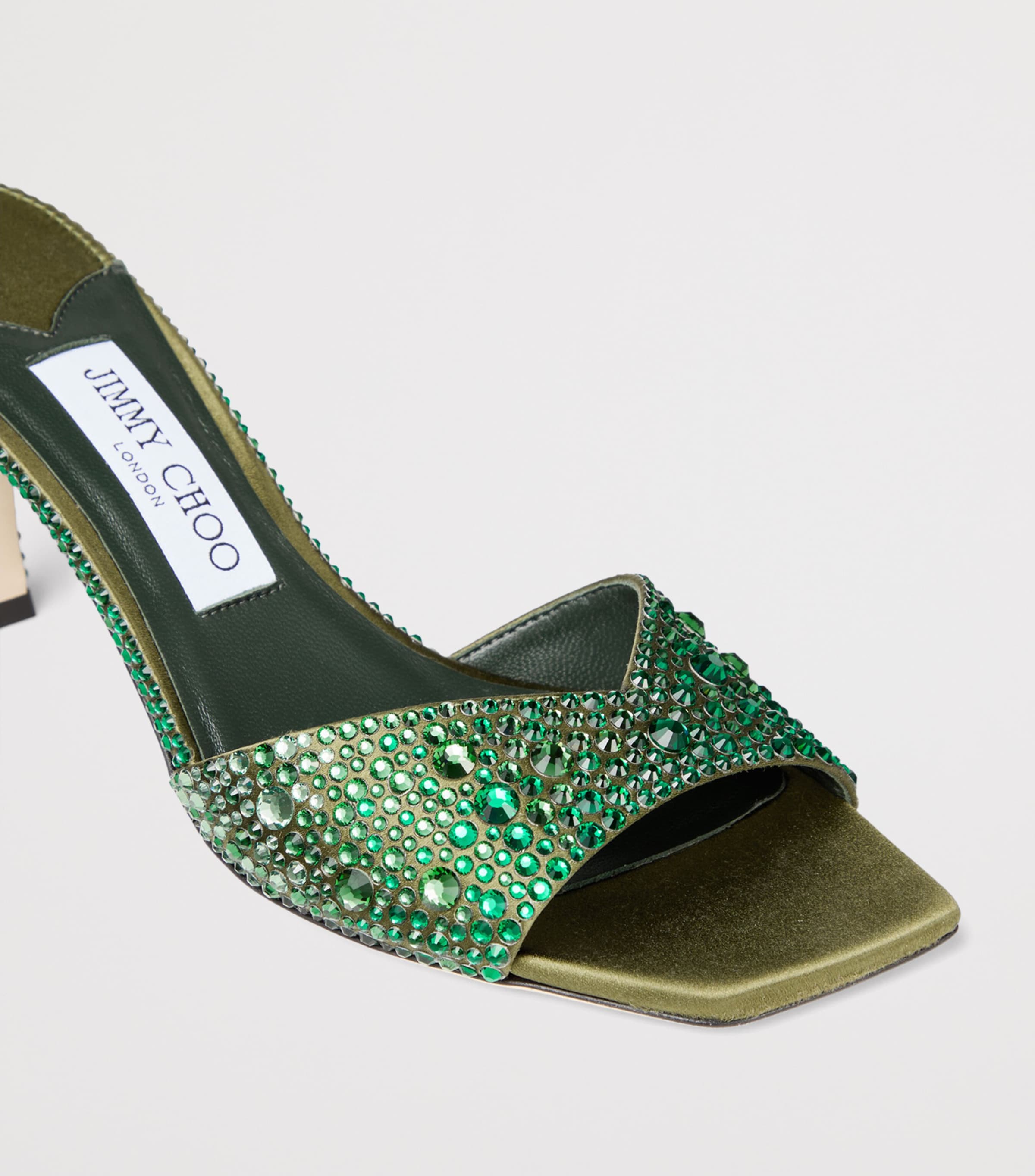 Jimmy Choo Green Skye 70 Embellished Satin Sandals | Harrods US