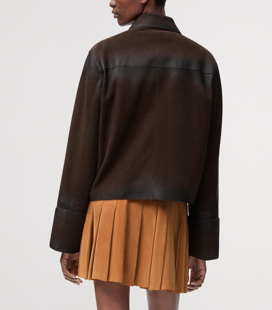 Lambskin Turn-Up Jacket DARK CHOCOLATE Image 4
