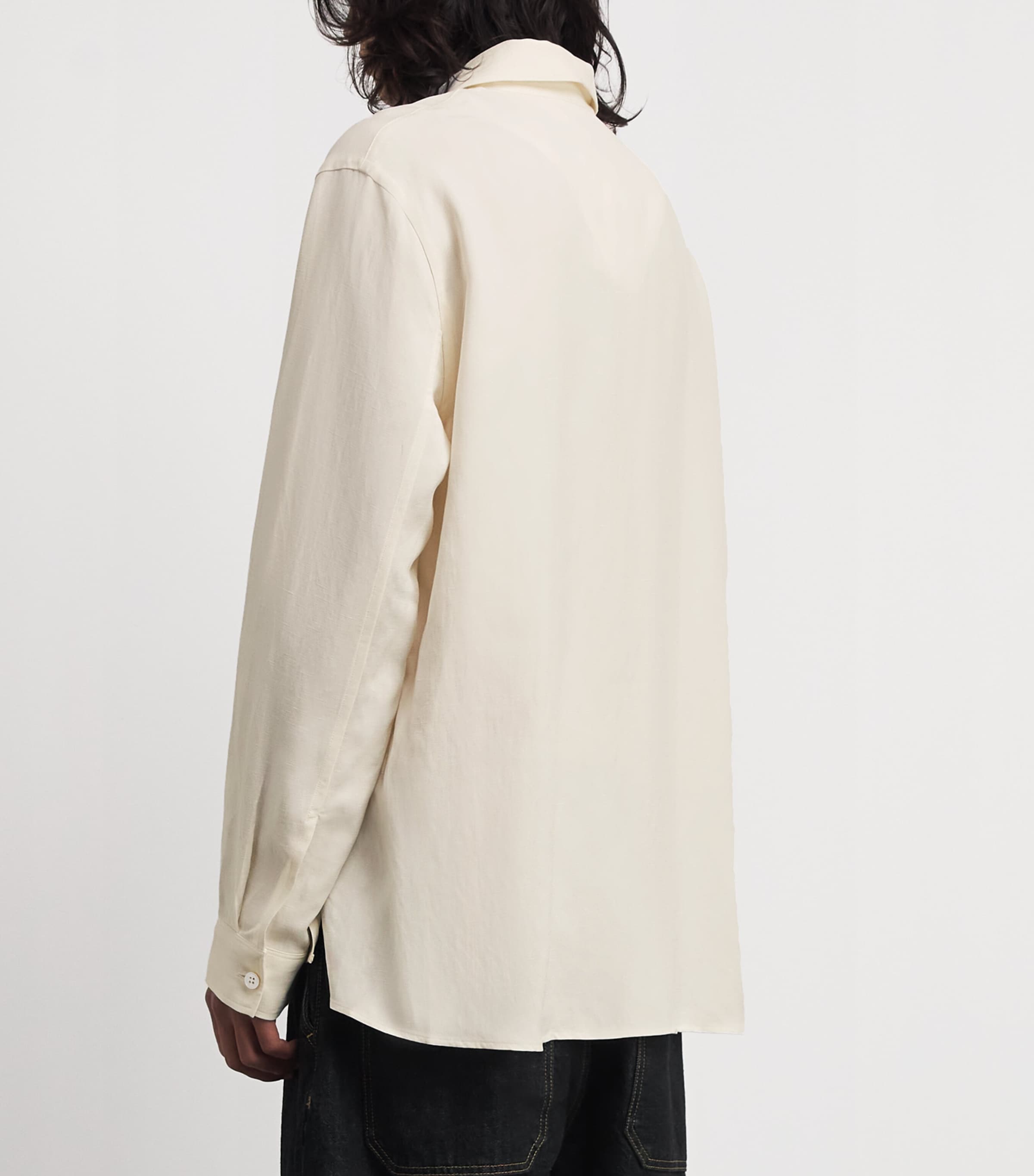 Studio Nicholson Mens Oversized Polo Shirt Chalk Image 5