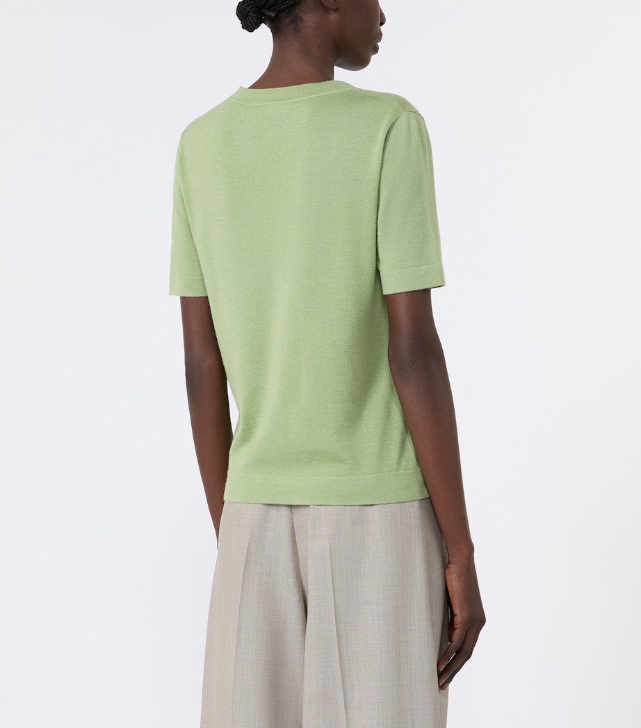 Weekend Max Mara Womens Wool-Silk Knit Top Green Image 4