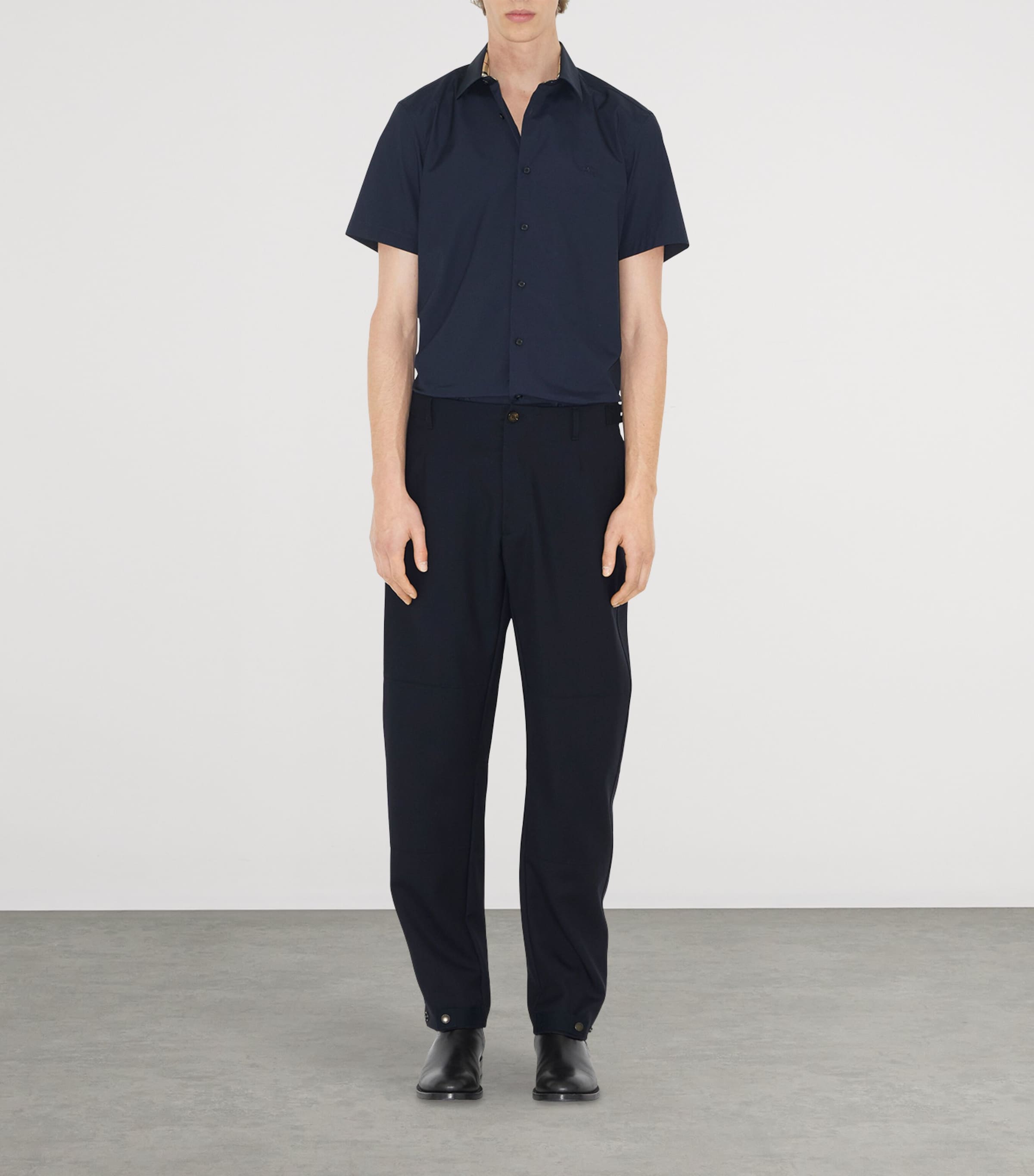 Stretch-Cotton Short-Sleeve Shirt NAVY Image 2